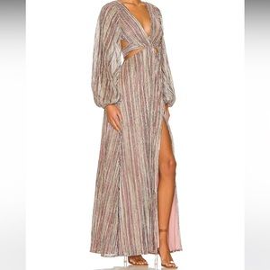 Long sleeve striped open back gown